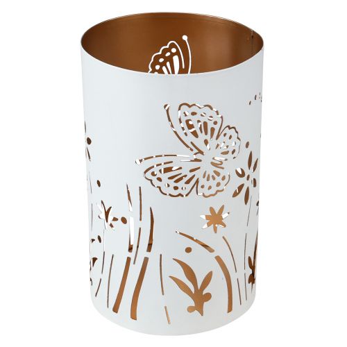 Lanterna metal ouro branco borboleta Ø12,5cm Alt.20,5cm