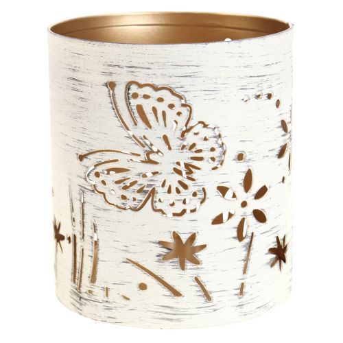 Lanterna metal ouro branco borboleta Ø9cm Alt.10cm 4 unidades