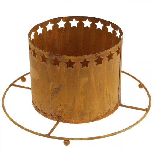 Floristik24 Lanterna com estrelas, Advento, porta-coroa em metal, pátina de decoração natalícia Ø25cm