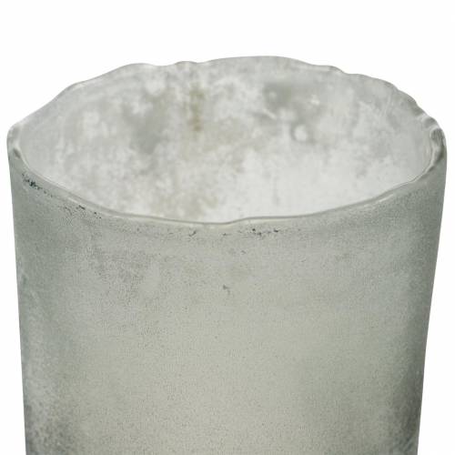 Floristik24 Lanterna de vidro fosco cinza Ø8,5cm Alt.9,5cm