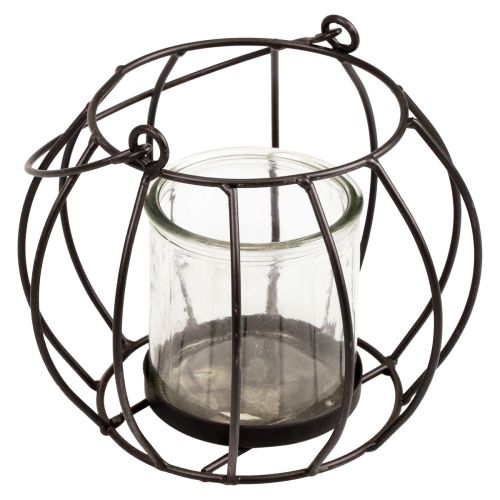 Floristik24 Lanterna de jardim lanterna preta de metal para pendurar Ø16,5cm