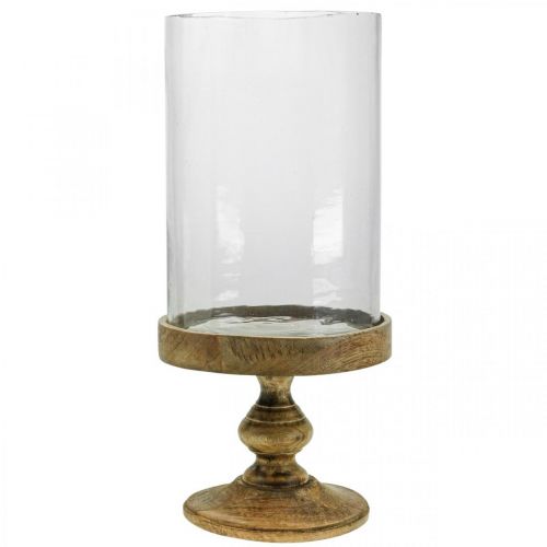 Floristik24 Lanterna de vidro sobre base de madeira vidro decorativo antigo Ø22cm H45cm