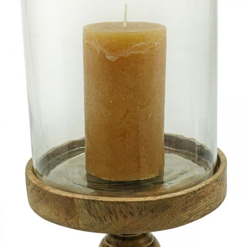 Floristik24 Lanterna de vidro sobre base de madeira vidro decorativo antigo Ø22cm H45cm