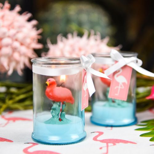 Floristik24 Lanterna de vidro com vela flamingo 9cm