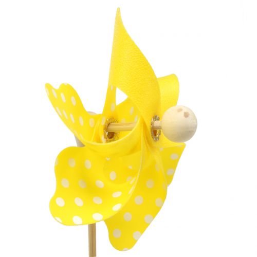 Floristik24 Mini moinho de vento com pontos amarelos Ø8cm 12pcs