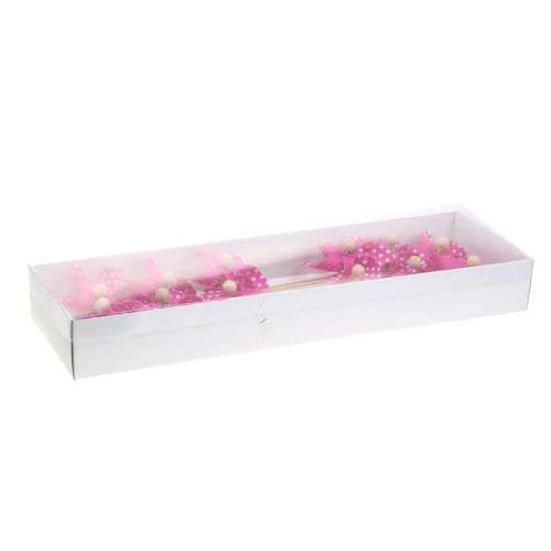 Floristik24 Moinho de vento decorativo com bolinhas rosa Ø8cm 12p
