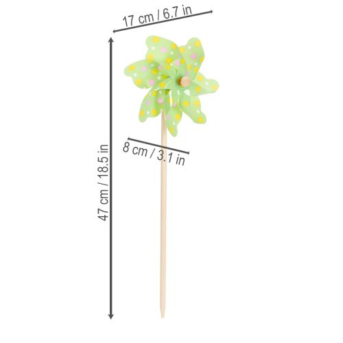 Itens Moinho de vento decorativo para jardim, ideal para canteiros de flores, 47 cm, conjunto com 3 peças.