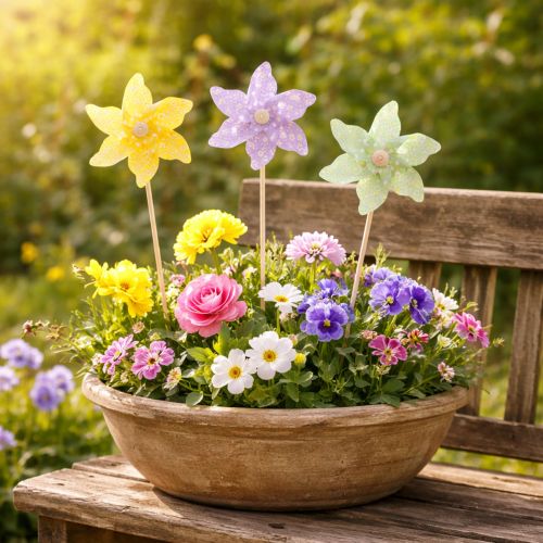 Itens Estacas para flores, estacas de jardim para decoração de primavera, uso externo, 28 cm, 12 peças