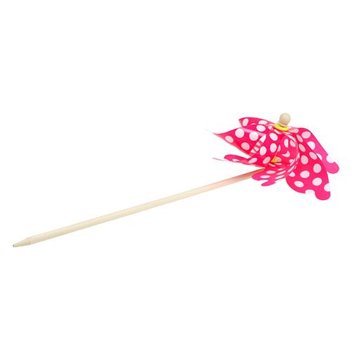 Floristik24 Moinho de vento no bastão com pontos fúcsia Ø30cm