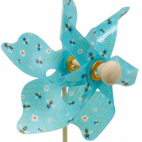Floristik24 Catavento de vento abelhas turquesa Ø8,5 cm decoração de verão jardim 12 unidades