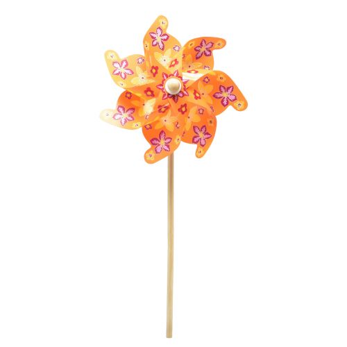 Floristik24 Moinho de vento em cata-vento laranja amarelo rosa Ø30,5cm 74cm