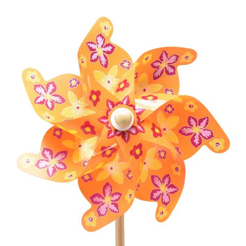 Floristik24 Moinho de vento em cata-vento laranja amarelo rosa Ø30,5cm 74cm