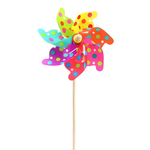 Floristik24 Moinho de vento colorido com pontos Ø22cm C55cm