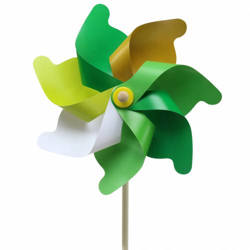 Floristik24 Moinho de vento chique no stick verde ouro branco Ø30cm