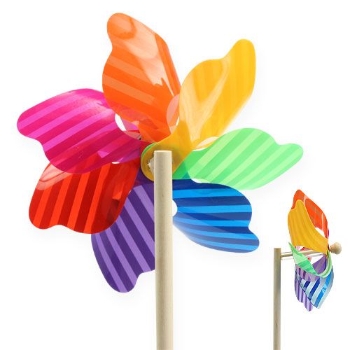 Floristik24 Plug de jardim moinho de vento listrado Ø17cm 4 unidades