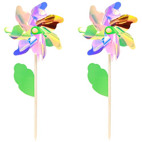 Itens Flor Catavento com Folha Moinho Cores Iridescentes Ø24cm 2uns