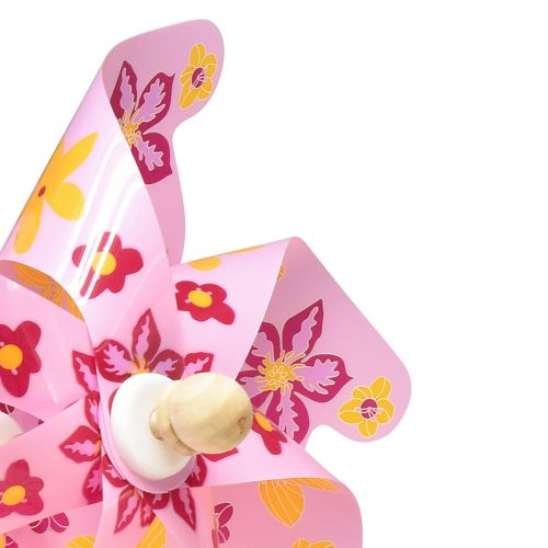 Floristik24 Cata-vento em bastão decoração de moinho de vento rosa amarelo Ø30,5cm 74cm