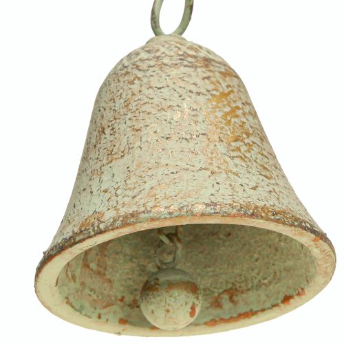 Itens Sino de vento em metal com sino em formato de coração, verde antigo, dourado e enferrujado, 46 cm