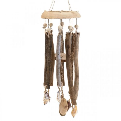 Floristik24 Carrilhão de vento madeira, conchas decoração marítima natureza Ø14cm A40cm
