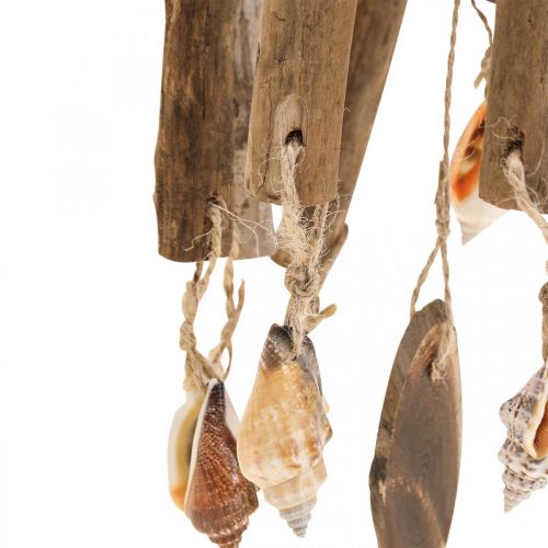 Floristik24 Carrilhão de vento madeira, conchas decoração marítima natureza Ø14cm A40cm
