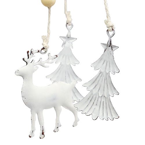 Floristik24 Carrilhão de vento de Natal feito de metal branco Ø17cm