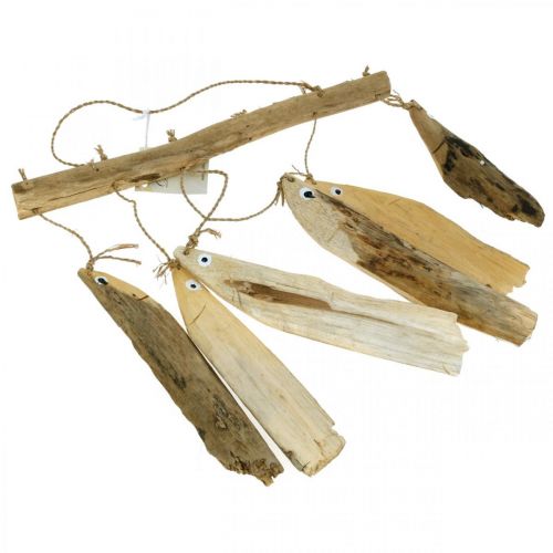 Floristik24 Decoração de peixes marítimos, sinos de vento de madeira flutuante, decoração de madeira C 50 cm L 30 cm