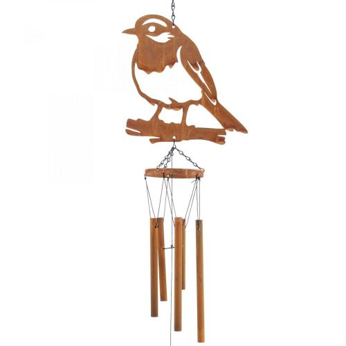 Floristik24 Carrilhão de vento carrilhão de metal pássaro de jardim pátina 22,5x82cm