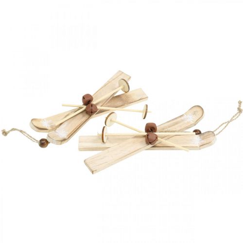 Floristik24 Inverno deco esqui decoração da árvore de Natal par de esqui madeira H17cm 4pcs