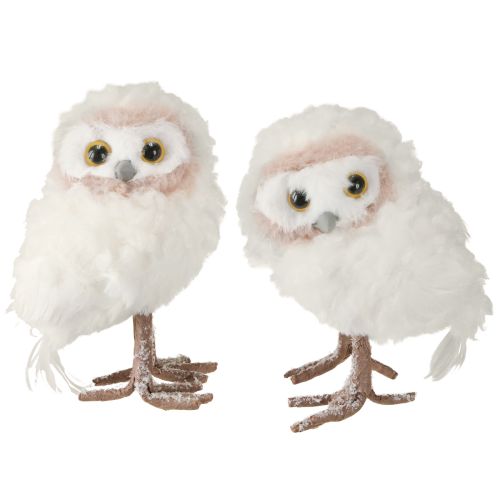 Floristik24 Figuras de coruja decorativas para decoração de inverno para ficar em pé, brancas, 15 cm, 2 peças