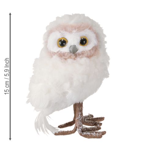 Itens Figuras de coruja decorativas para decoração de inverno para ficar em pé, brancas, 15 cm, 2 peças