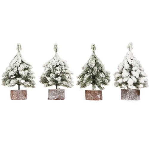Floristik24 Decoração de inverno árvore de Natal em verde branco Ø7cm Alt.14cm 4 unidades