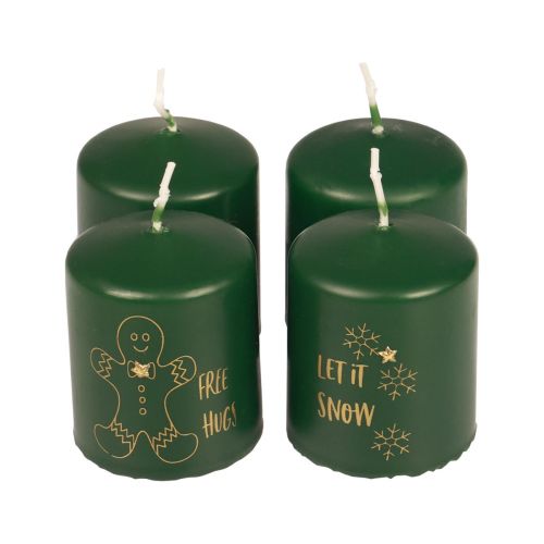 Floristik24 Velas de Natal velas de Natal verdes Ø5cm Alt.6cm 4 unidades