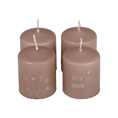 Floristik24 Velas de Natal velas de Natal rosa Ø5cm Alt.6cm 4 unidades