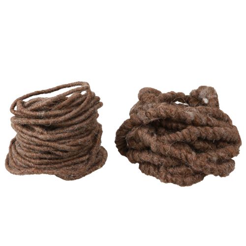 Itens Fio de lã Fio de pavio Fio de feltro Cordão marrom L7m Conjunto 2Pcs