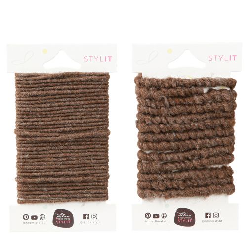 Itens Fio de lã Fio de pavio Fio de feltro Cordão marrom L7m Conjunto 2Pcs