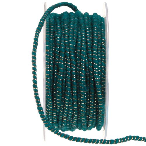 Itens Fio de lã com fio de feltro cordão de lã turquesa dourado Ø5mm 33m