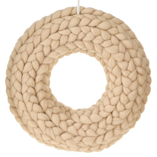 Itens Guirlanda decorativa de feltro de lã para pendurar castanho claro Ø25cm L4cm