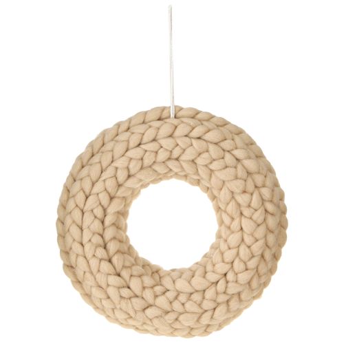 Itens Guirlanda decorativa de feltro de lã para pendurar castanho claro Ø25cm L4cm