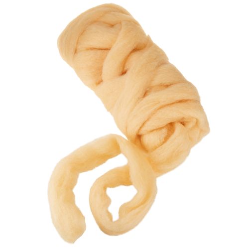 Itens Fita de lã, creme alaranjada, 10m de lã para coroas e arranjos.