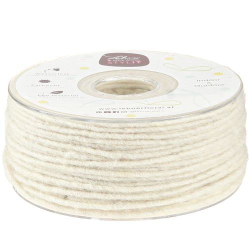 Floristik24 Cordão de lã branco 3mm 100m