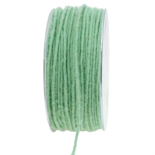 Cordão de lã verde menta 3mm 100m