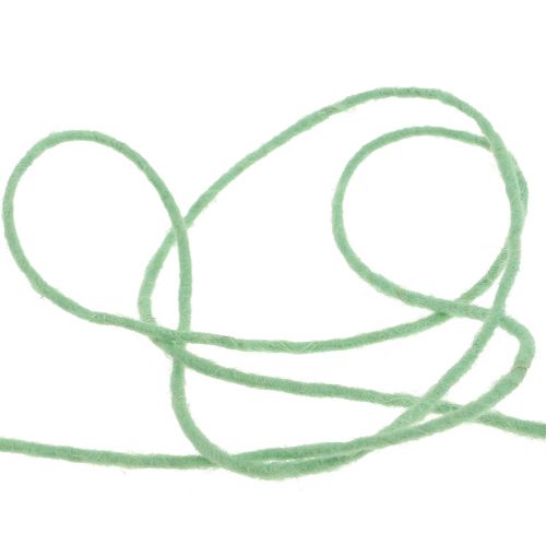 Floristik24 Cordão de lã verde menta 3mm 100m