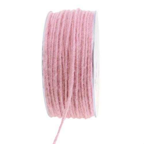 Floristik24 Cordão de lã rosa 3mm 100m