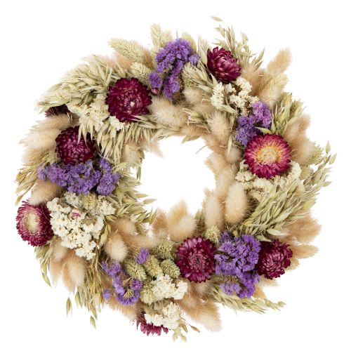 Coroa de flores secas, decoração festiva de mesa para ocasiões e épocas especiais, 25 cm