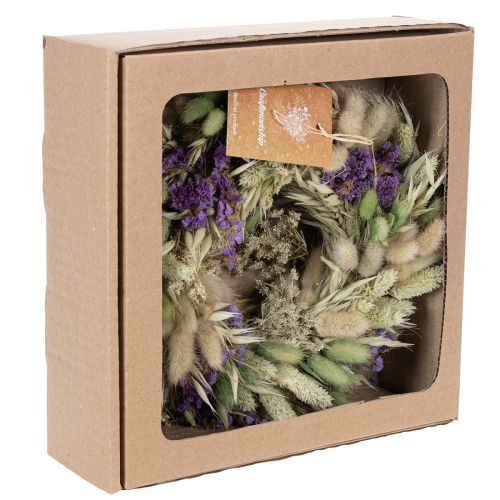 Itens Coroa de flores secas para primavera e verão, para mesa e porta de entrada, para ocasiões especiais com detalhes coloridos, 26 cm