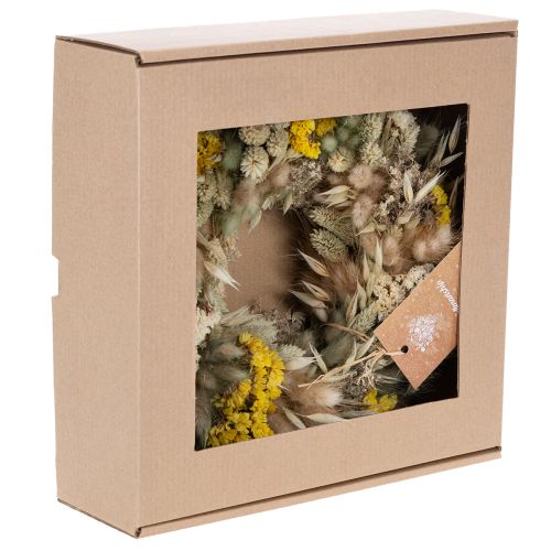 Itens Coroa de flores secas, decoração natural para mesa, sala de estar e corredor, 25 cm
