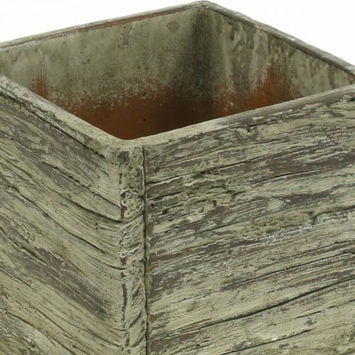 Itens Vaso de flores quadrado 12x12cm cubo de concreto com aparência de madeira