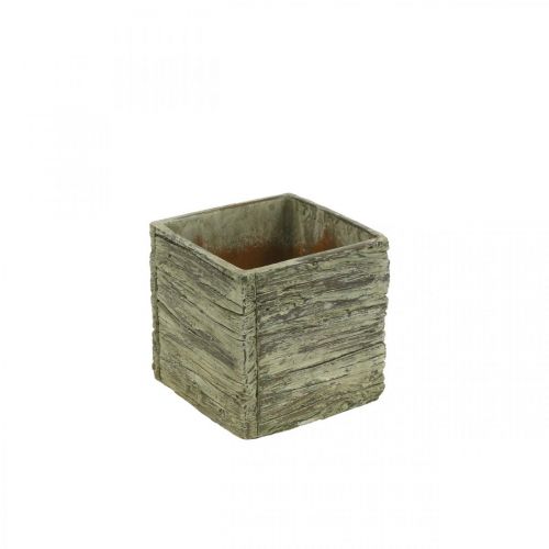 Floristik24 Vaso de flores quadrado 12x12cm cubo de concreto com aparência de madeira