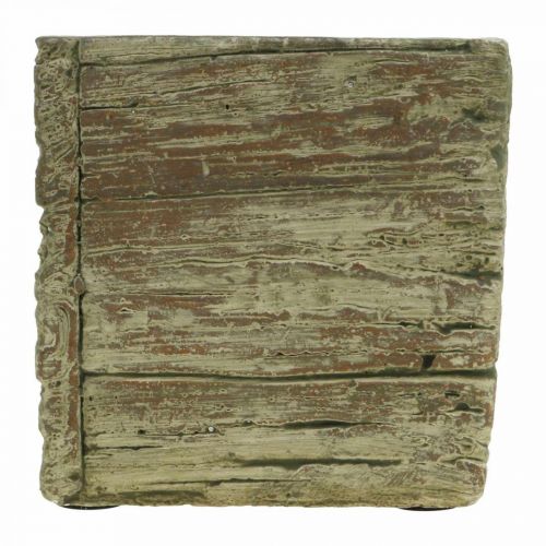 Floristik24 Vaso de flores quadrado 12x12cm cubo de concreto com aparência de madeira