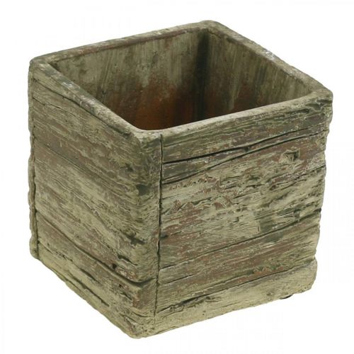 Floristik24 Vaso de planta quadrado 9,5x9,5 cm plantador de concreto aparência de madeira